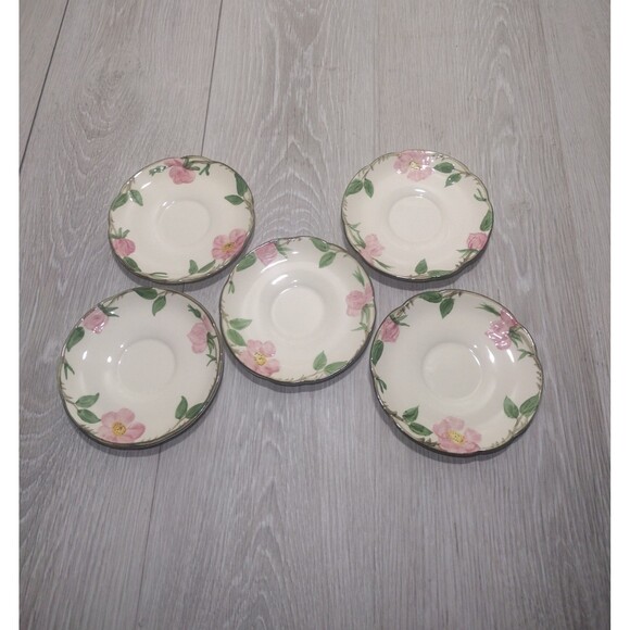 Desert Rose (USA Backstamp) by Franciscan - Set of 5 - 5 3/4 in. Saucers - Picture 1 of 7